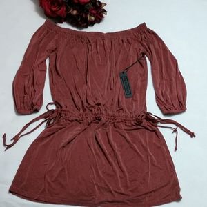 NEW YFB Dress Stretch Pullover Off Shoulder Young Fabulous Broke Aletta  Mini Md